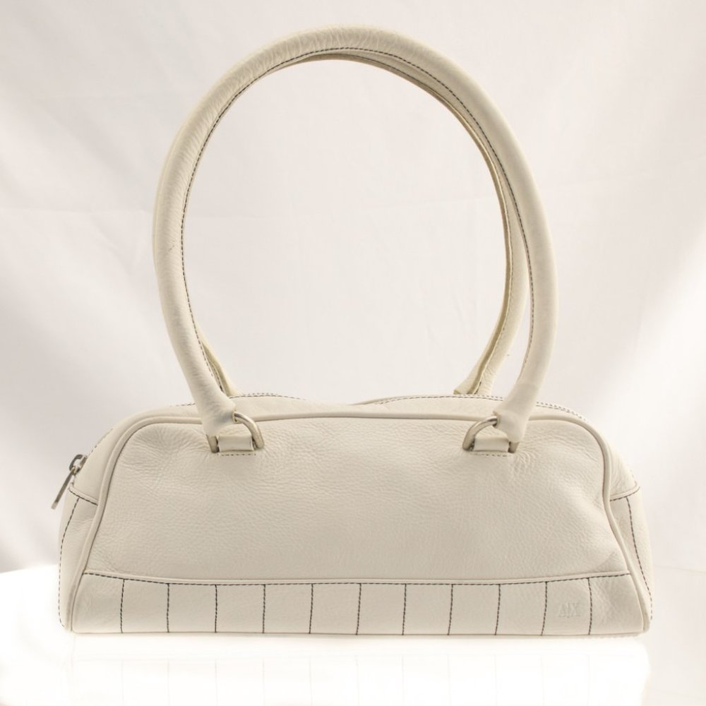 Armani Exchange Leather Shoulder Bag White Purse